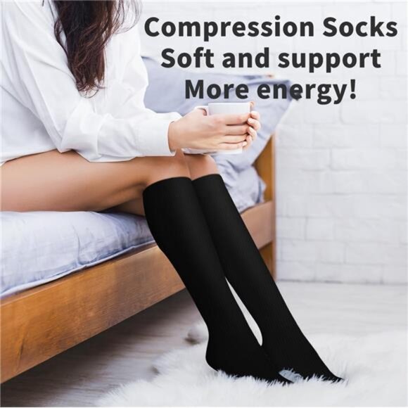 4 Pairs Compression Socks for Women and Men -Best Support for Running, Nursing - Picture 5 of 8